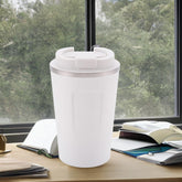 Kuber Industries Stainless Steel Insulated Coffee Cup With Sipper Mouth|Travel Coffee Mug "380 ML"|White|
